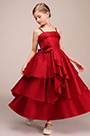 Red Spaghetti Wedding Flower Girl Dress