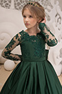 Robe de Bal Pour Fille Longue En Dentelle Verte