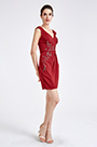 Burgundy Embroidery Short Cocktail Dress