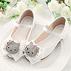 Girl's Round Toe Leather Buckle  Flat Flower Dance Shoes
