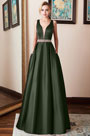 Sleeveless Beading Waistband Evening Dress Prom Gown