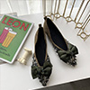 Women Bow-knot Squins Toe Closed Pointed Flat Shoe