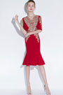 Neu Rot mit Goldstickerei Kurzes Partykleid