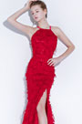 Sexy Halter Red High Slit Evening Party Dress