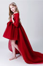 Burgundy 3/4 Sleeves Flower Girl Dress