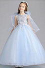 Robe Pour Fille Longue Bleu Claire En Tulle