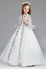 White Long Flower Girl Wedding Party Dress