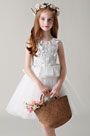 Princess White Sleeveless Wedding Flower Girl Dress