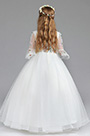 White Long Flower Girl Wedding Party Dress