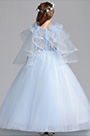 Robe Pour Fille Longue Bleu Claire En Tulle