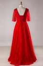 Elegant Red A-line Evening Dress Plus Size Dress