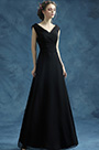 New Klassisches schwarzes V-Ausschnitt Abendkleid