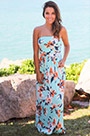 Women Strapless Printed Dress Summer Dress with Pocket