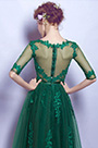 Robe de Bal Verte En Dentelle Avec Manches Courtes