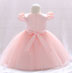 Pink Cap Sleeves Lace Applique Baby Dress