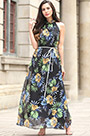 Sleeveless Chiffon Prined Holiday Dress