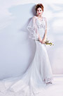 Weiße schiere Lace Cape formale Hochzeit Brautkleid