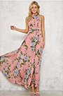 Холтер длинное печатное праздничное платье летнее платье