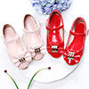Girl's Bowknot Open Toe Leather Flat Flower Sandals Shoes