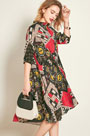Classic Silk 1/2 Sleeves Printed Tunic Dress