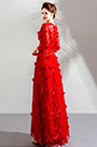 Red Long Sleeves Lace Party Prom Evening Dress