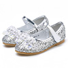 Girl's Round Toe Sequins Flat Flower Dance Shoes