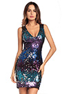 V-Ausschnitt Pailletten Cocktailkleid Partykleid