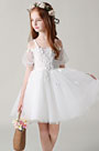 Princess White Children Wedding Flower Girl Dress