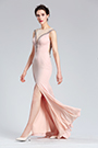 Розовый без рукавов Длинные раскол Пром платье
