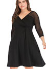 Sexy Plus Size V-cut Sheer Top Cocktail Dress Party Dress