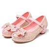 Girl's Sequin Round Toe Leather Flat Heel Flower Girl Shoes