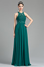 Robe de Soirée Verte Licou Avec Des Perles