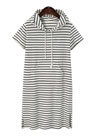 Women Short Sleeves Stripe Hoodies Dress