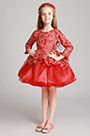 Robe Pour Fille Courte Rouge Avec 3/4 Manches