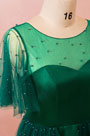 Green Plus Size Short Sleeves Beadings Cocktail Dress
