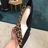 Women Leopard&Black Toe Closed High Heels Shoes