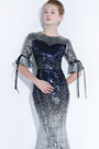 Sexy Sequins Mid Sleeves Mermaid Party Prom Dress