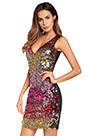 V-Ausschnitt Pailletten Cocktailkleid Partykleid