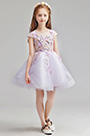 Cute Short Sleeves Wedding Flower Girl Party Dress