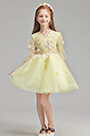 Handmande Yellow Children Wedding Flower Girl Dress