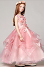 Robe de Princesse Rose En Tulle Avec Fleurs
