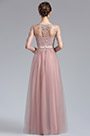 Elégant Blush Dentelle Appliques Robe de Soirée