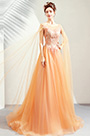 Orange Elegant Long Tulle Bride Wedding Dress
