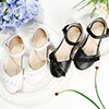 Girl's Round Toe Leather Flat Flower Dance Shoes