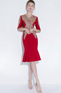 Neu Rot mit Goldstickerei Kurzes Partykleid