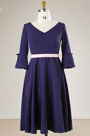 Navy Blue V-cut Mother of the Bridal Dress Plus Size Dress