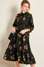 Silk Printed Dress Drop Waist Dress Day Wear
