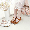 Girl's Closed Toe Leather Flat Buckle Flower Shoes