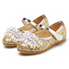 Girl's Round Toe Sequins Flat Flower Dance Shoes