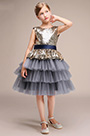 Mini-robe en Sequins Doré avec Jupe Gris pour Fille